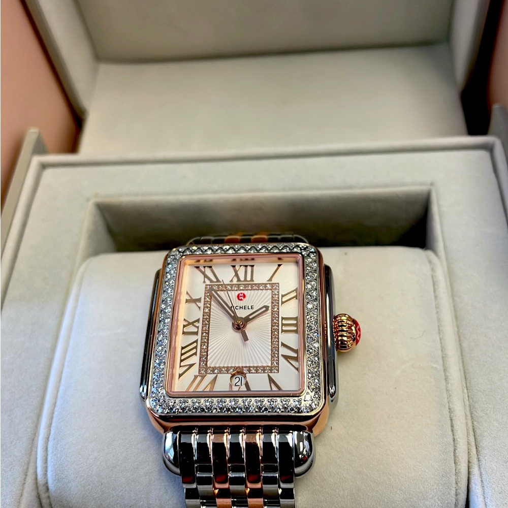 Michele Deco Madison Silver Dial Diamond Rose Women’s Watch Brand New